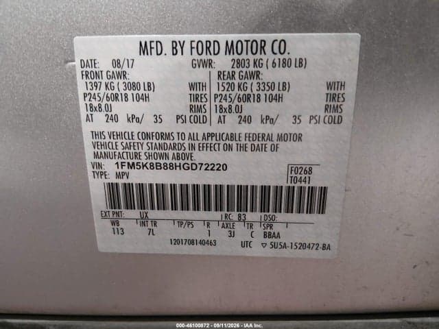 2017 FORD EXPLORER 9