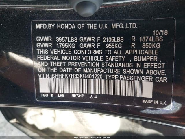 2019 HONDA CIVIC LX 9