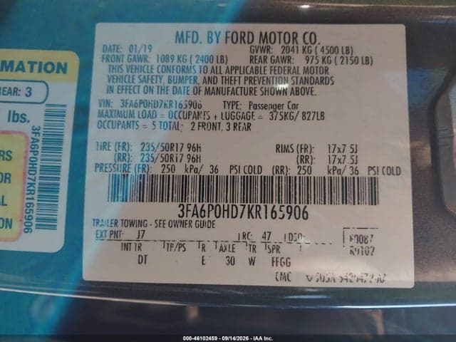 2019 FORD FUSION SE 9