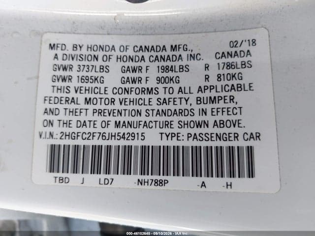 2018 HONDA CIVIC EX 9