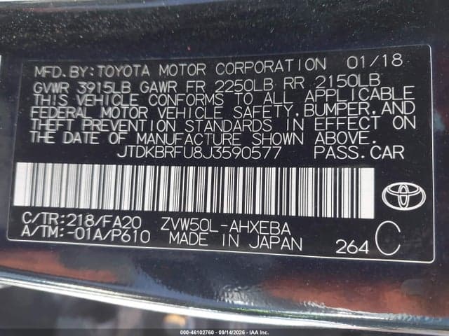 2018 TOYOTA PRIUS TWO 9