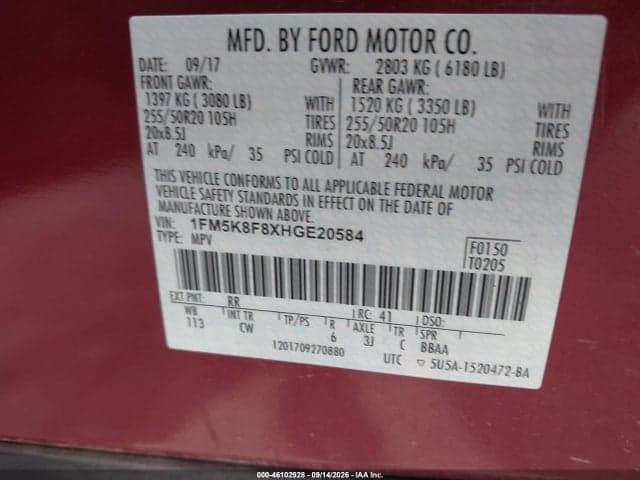 2017 FORD EXPLORER LIMITED 9
