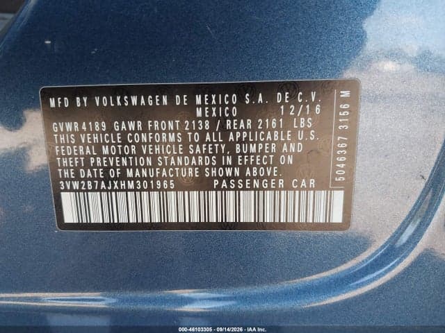 2017 VOLKSWAGEN JETTA 1.4T S 9