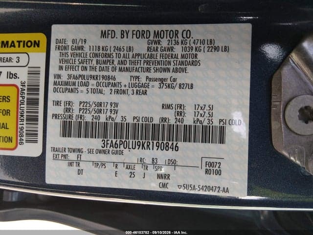2019 FORD FUSION HYBRID SE 9