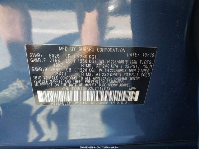 2020 SUBARU OUTBACK TOURING XT 9
