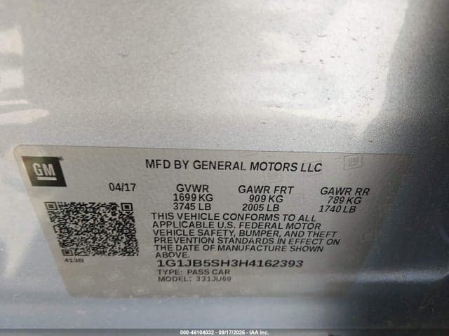 2017 CHEVROLET SONIC LS AUTO 9