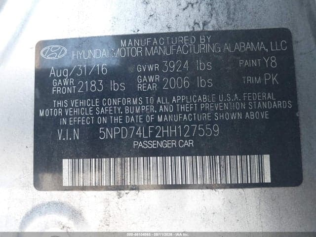 2017 HYUNDAI ELANTRA SE 9
