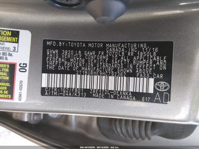 2017 TOYOTA COROLLA LE 9
