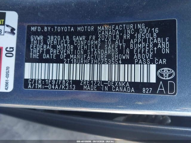 2017 TOYOTA COROLLA LE 9