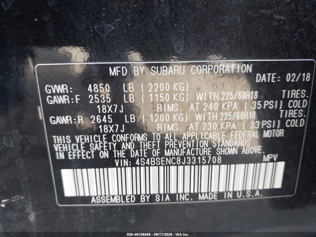 2018 SUBARU OUTBACK 3.6R LIMITED 9