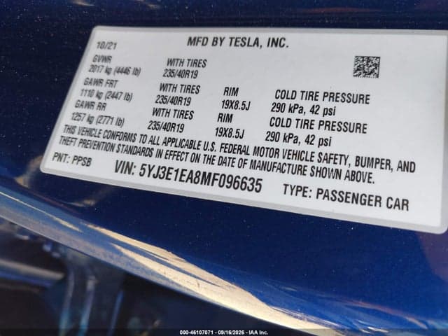 2021 TESLA MODEL 3 STANDARD RANGE PLUS REAR-WHEEL DRIVE 9