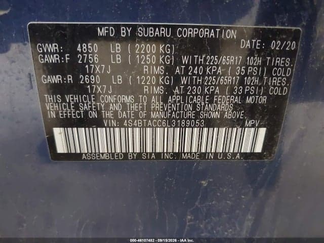 2020 SUBARU OUTBACK PREMIUM 9