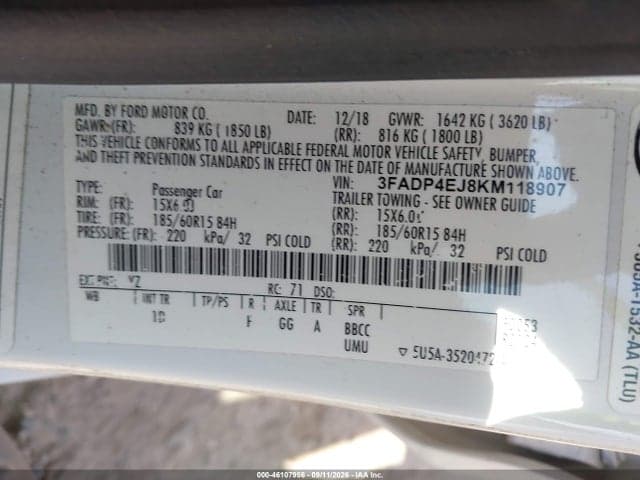 2019 FORD FIESTA SE 9