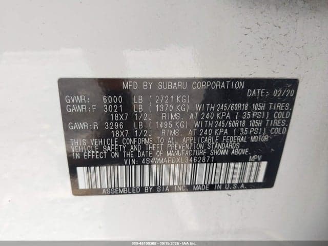 2020 SUBARU ASCENT PREMIUM 9