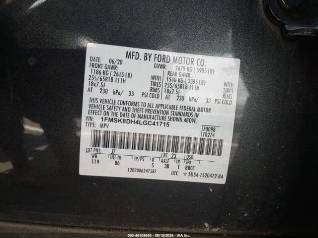 2020 FORD EXPLORER XLT 9