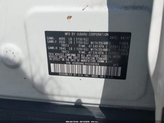 2017 SUBARU OUTBACK 2.5I LIMITED 9