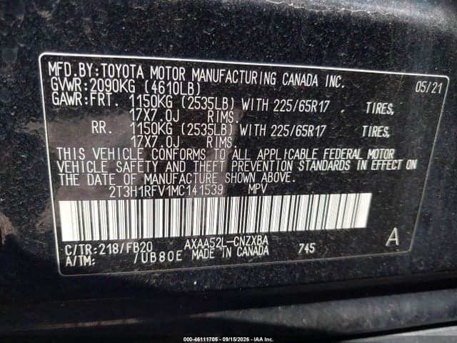 2021 TOYOTA RAV4 LE 9