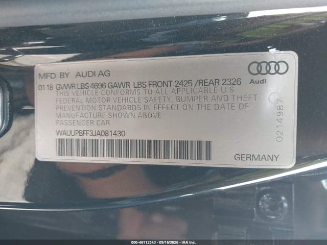 2018 AUDI A3 E-TRON 1.4T PREMIUM/1.4T TECH PREMIUM 9