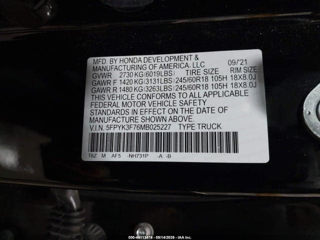 2021 HONDA RIDGELINE RTL-E 9