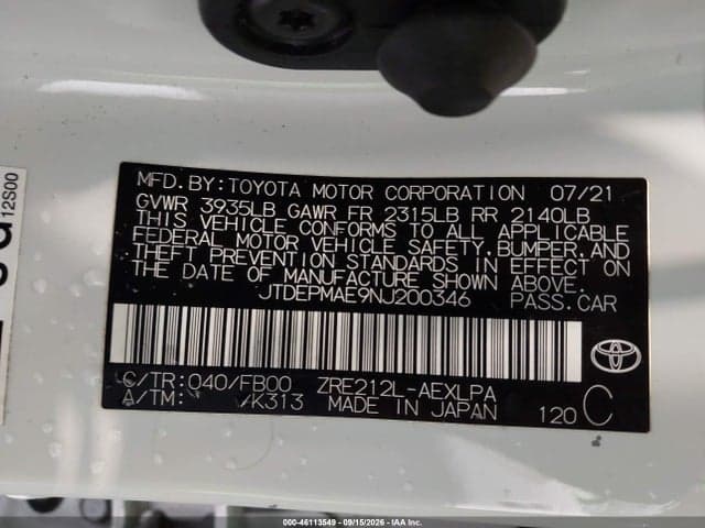 2022 TOYOTA COROLLA LE 9