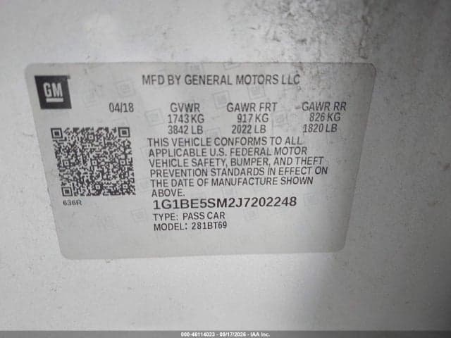 2018 CHEVROLET CRUZE LT AUTO 9