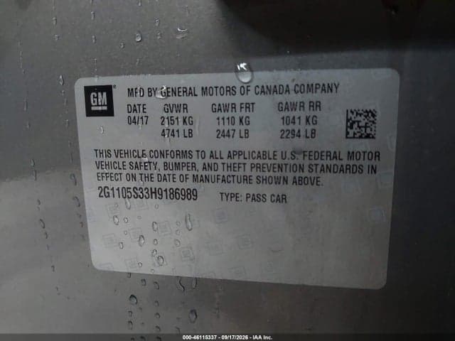 2017 CHEVROLET IMPALA 1LT 9