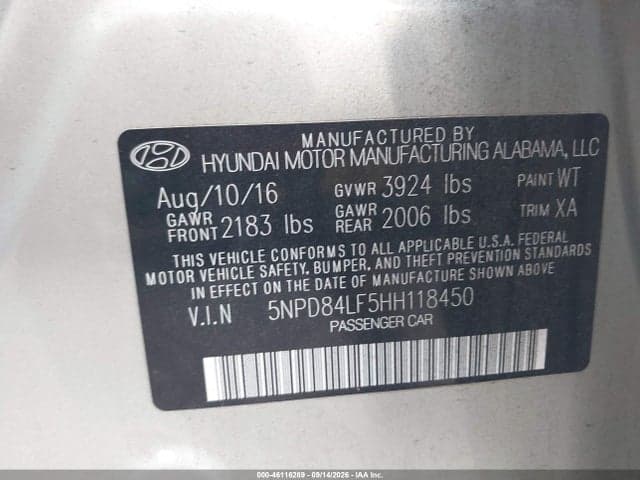 2017 HYUNDAI ELANTRA SE 9