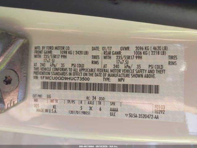 2017 FORD ESCAPE SE 9