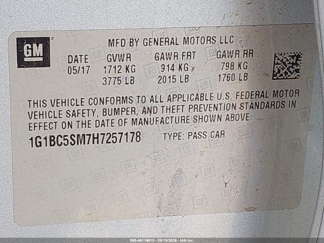 2017 CHEVROLET CRUZE LS AUTO 9
