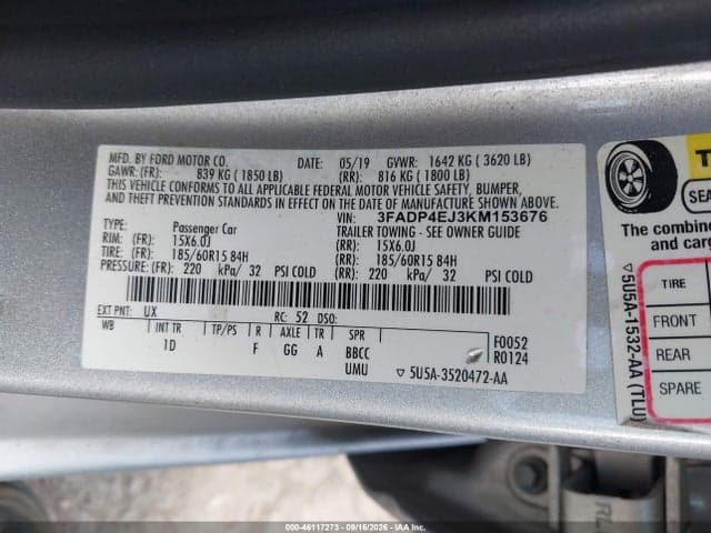2019 FORD FIESTA SE 9