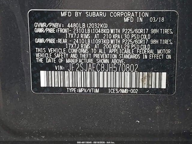 2018 SUBARU FORESTER 2.5I PREMIUM 9