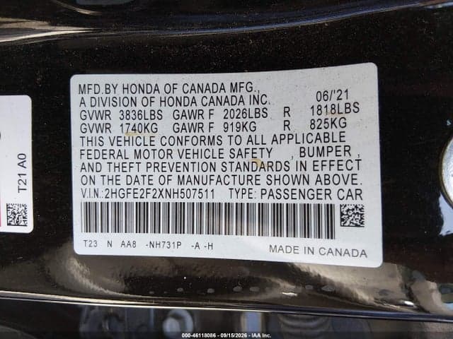 2022 HONDA CIVIC LX 9