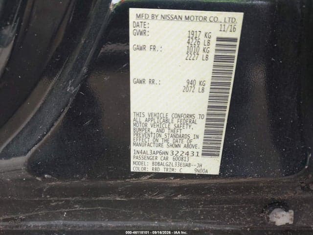 2017 NISSAN ALTIMA 2.5 S 9