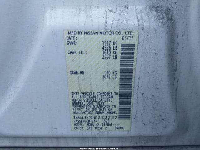 2017 NISSAN ALTIMA 2.5 SR 9