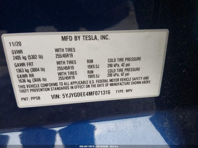 2021 TESLA MODEL Y LONG RANGE DUAL MOTOR ALL-WHEEL DRIVE 9