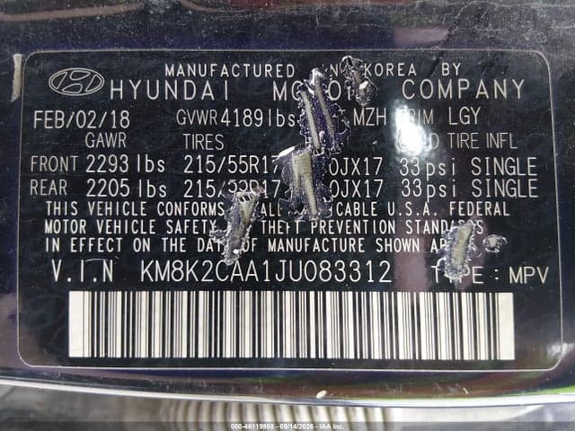 2018 HYUNDAI KONA SEL 9