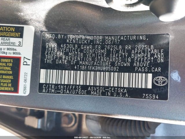 2017 TOYOTA CAMRY SE 9