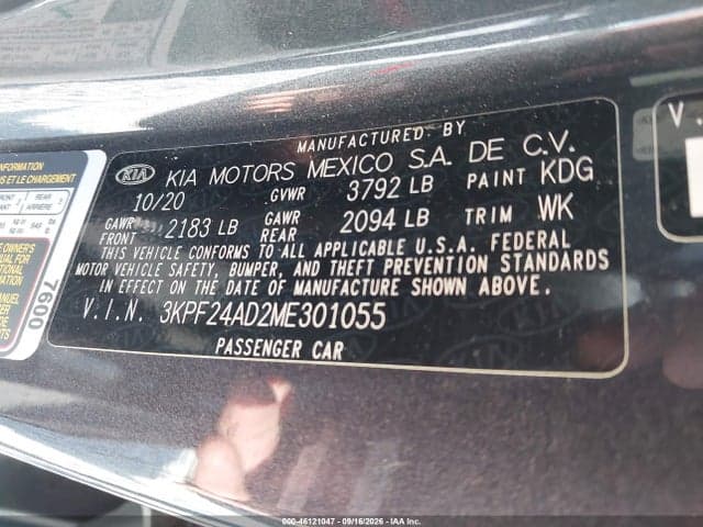 2021 KIA FORTE FE 9