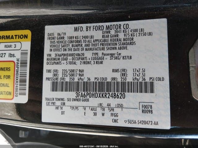 2019 FORD FUSION SE 9