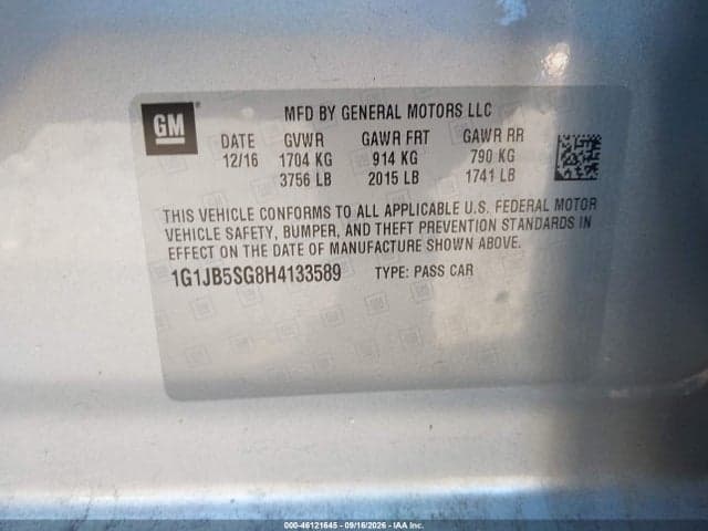 2017 CHEVROLET SONIC LS AUTO 9