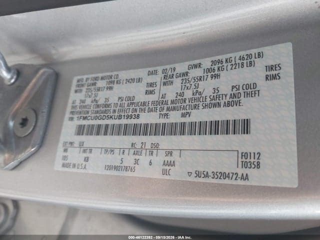 2019 FORD ESCAPE SE 9