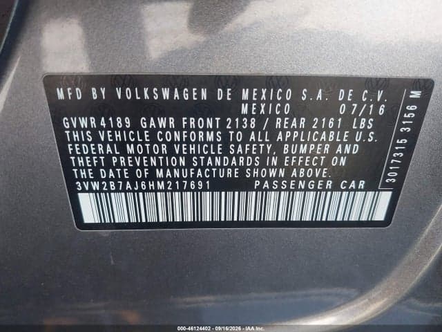 2017 VOLKSWAGEN JETTA 1.4T S 9