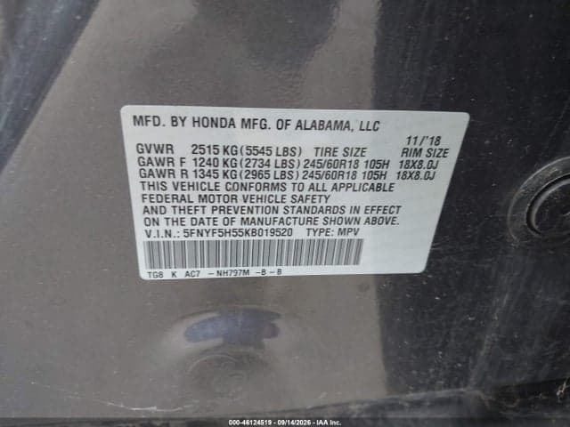 2019 HONDA PILOT EX-L 9