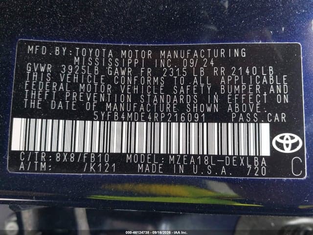 2024 TOYOTA COROLLA LE 9