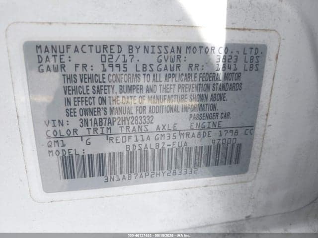 2017 NISSAN SENTRA S 9
