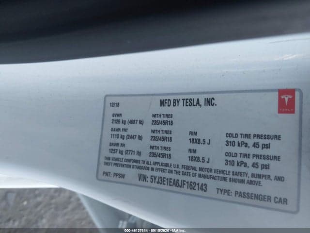 2018 TESLA MODEL 3 LONG RANGE/MID RANGE 9