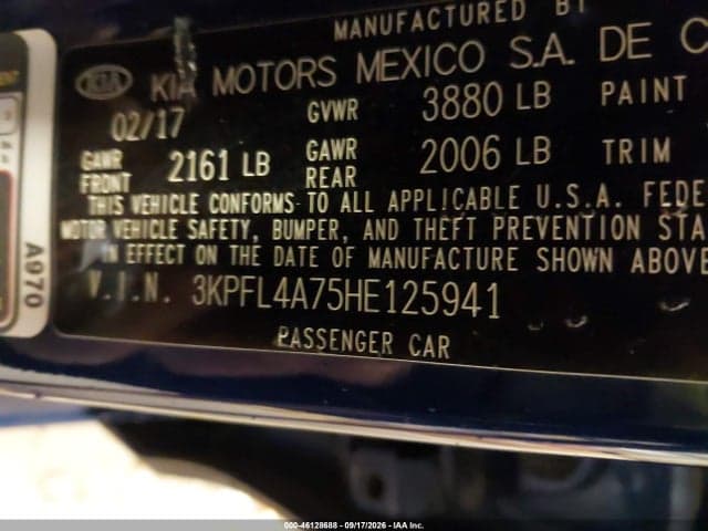 2017 KIA FORTE S 9