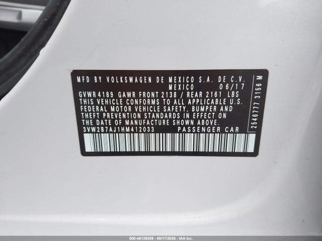 2017 VOLKSWAGEN JETTA 1.4T S 9