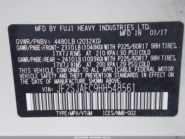 2017 SUBARU FORESTER 2.5I PREMIUM 9