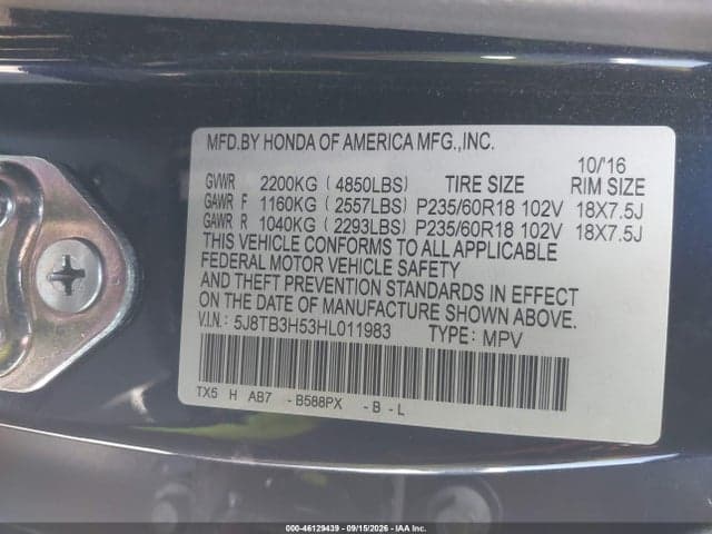 2017 ACURA RDX TECHNOLOGY ACURAWATCH PLUS PACKAGES/W/TECHNOLOGY PACKAGE 9